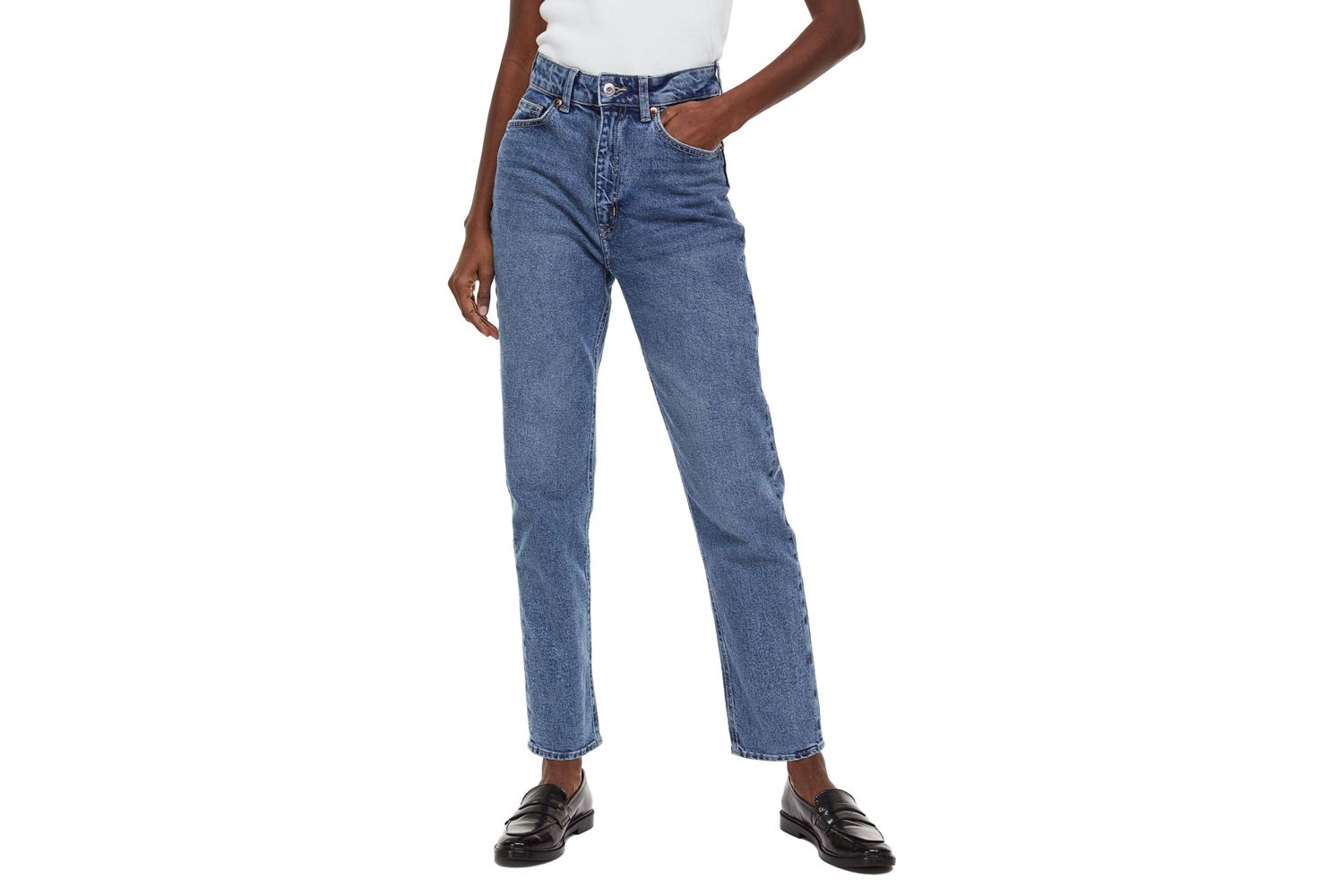 Jeans H& M Slim Mom com cano alto