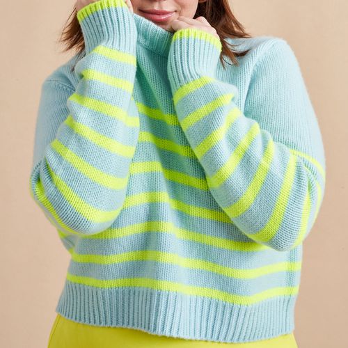 La Ligne Mini Marin Sweater em uma tira de gelo azul/limão