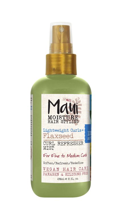garrafa de Maui Moisture Lightweight Curls + Flaxseed Curl Refresher Mist