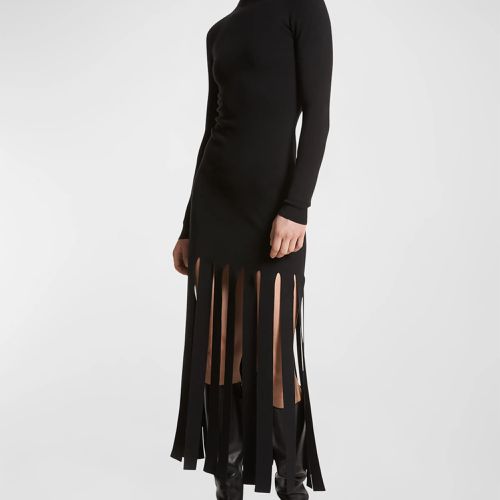 Michael Kors Collection Turtleneck com franja e vestido de malha