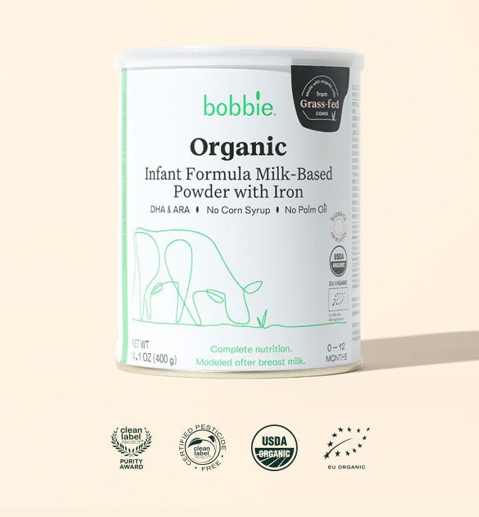 Fórmula para bebês à base de leite orgânico Bobbie com ferro