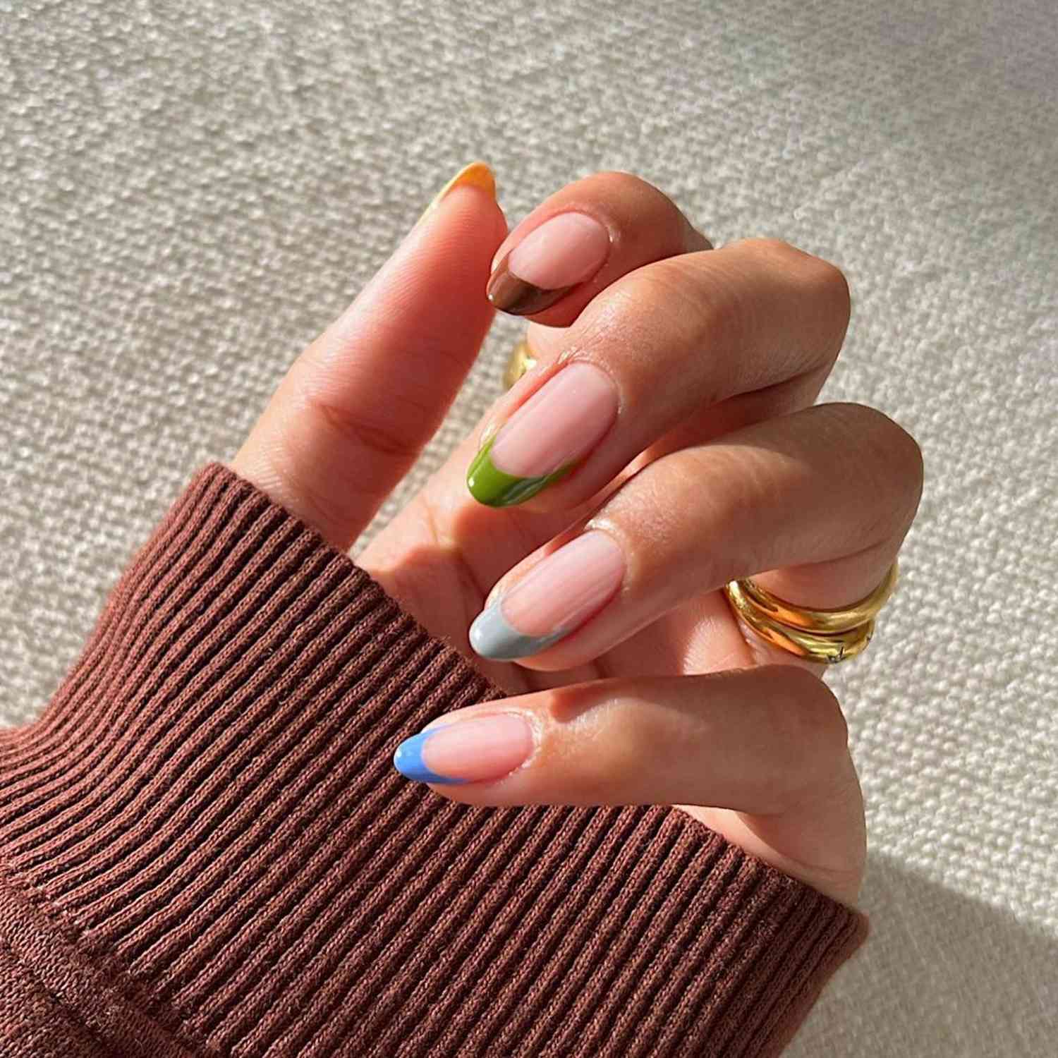 Autumn French Nails - Byrdie French Skittle Nails