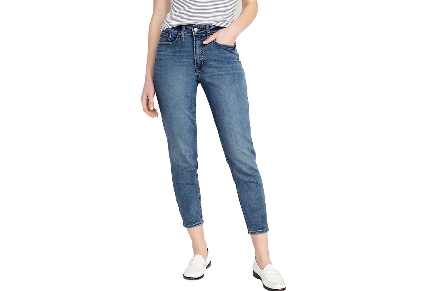 Calça jeans reta com cintura alta O. Gda Velha Marinha
