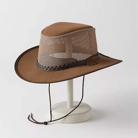 Chapéu costa de couro esmagável e amp; Mesh Breezer Western Hat