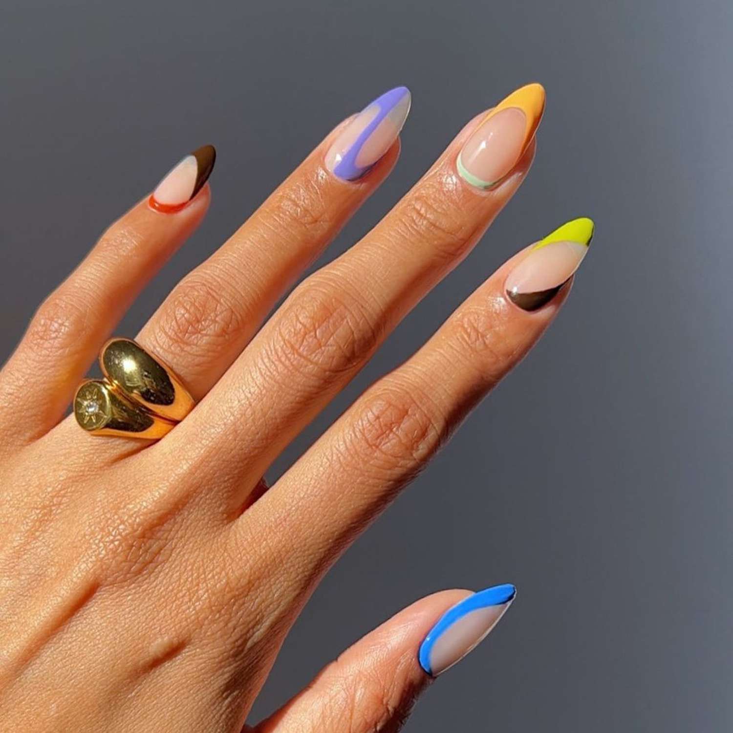 Abstract French Nails - Byrdie French Skittle Nails