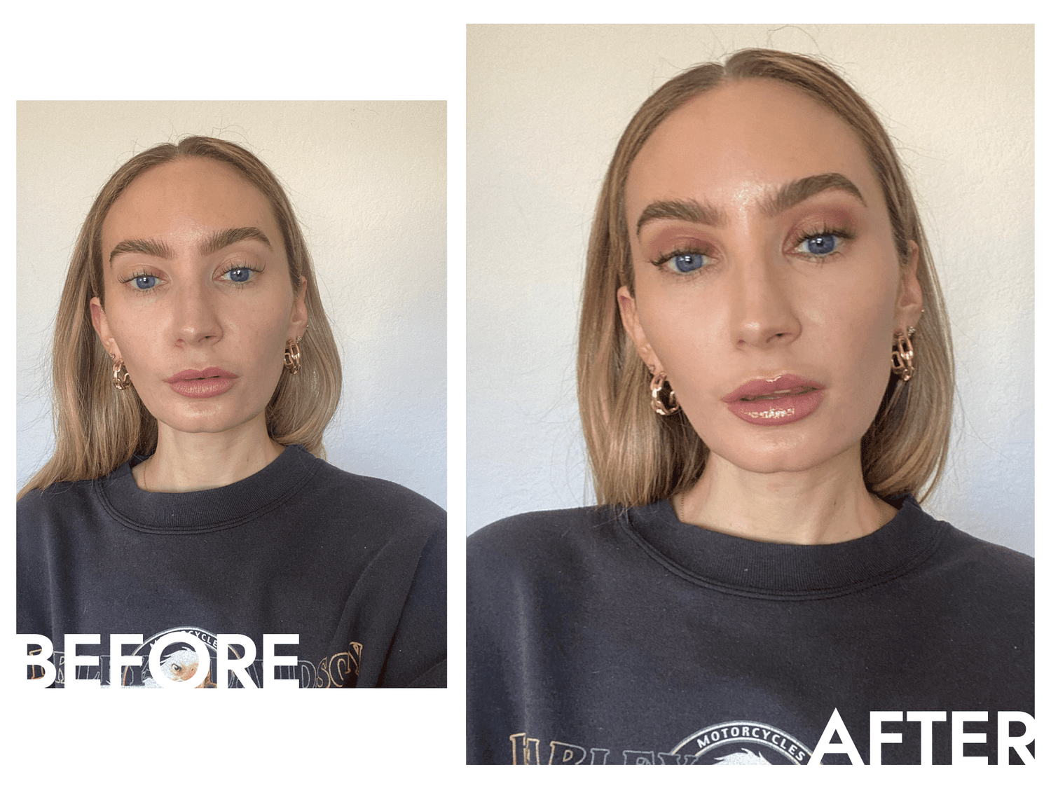 Fotos antes e depois de usar a base shiseido